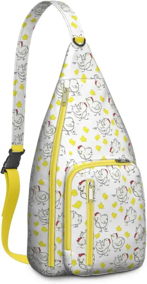White Yard Rooster Baby Crossbody Bag Daypack for Women Men Lightweight Waterproof Sling Bag Backpack Hiking Cycling
