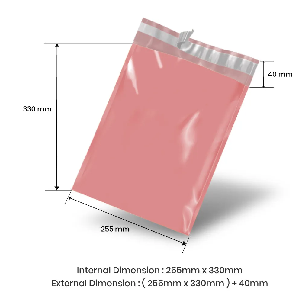 Wholesale 10,000pcs 255mm x 330mm   40mm Poly Mailing Courier Satchels - Light Pink