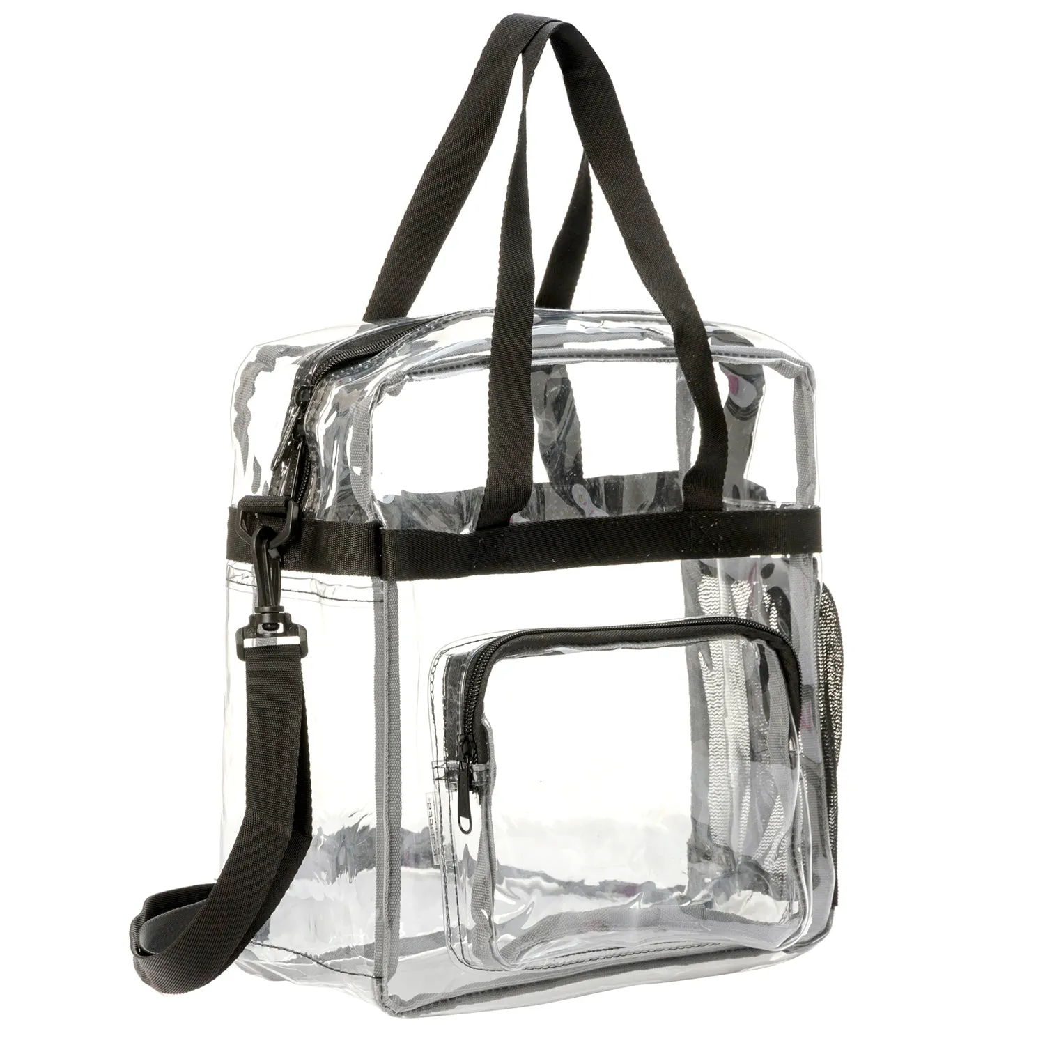 Wholesale Case Lot: 20 pcs Heavy Duty STADIUM Clear Tote Quality See Through Messenger Work Bag Durable Transparent PVC Lunch Bag ||| 20 PACKS | $11.99 PER PACK