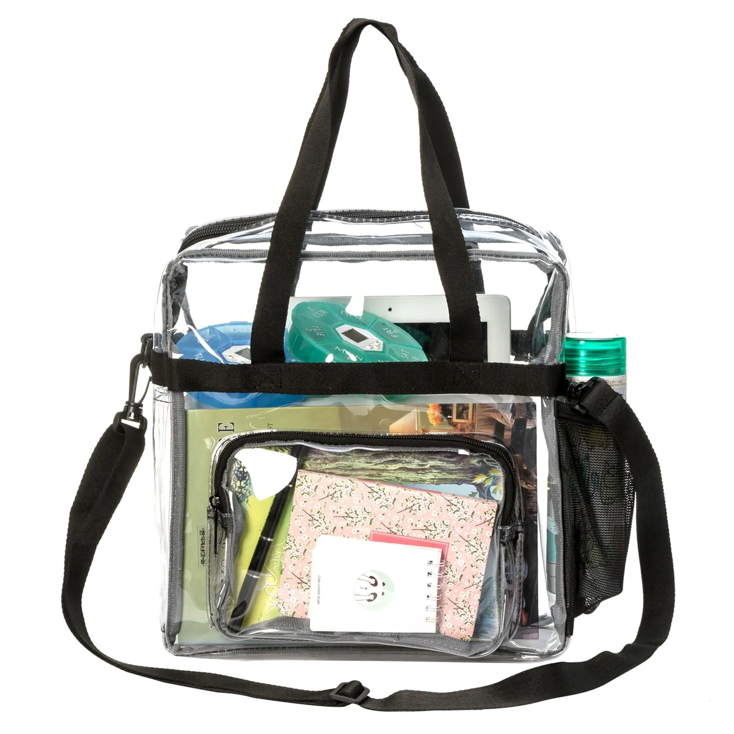 Wholesale Case Lot: 20 pcs Heavy Duty STADIUM Clear Tote Quality See Through Messenger Work Bag Durable Transparent PVC Lunch Bag ||| 20 PACKS | $11.99 PER PACK