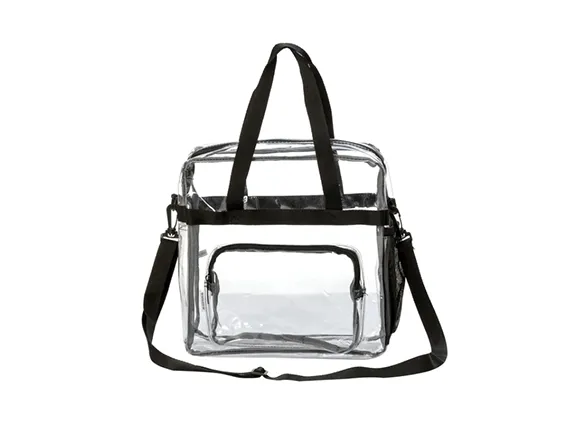 Wholesale Case Lot: 20 pcs Heavy Duty STADIUM Clear Tote Quality See Through Messenger Work Bag Durable Transparent PVC Lunch Bag ||| 20 PACKS | $11.99 PER PACK