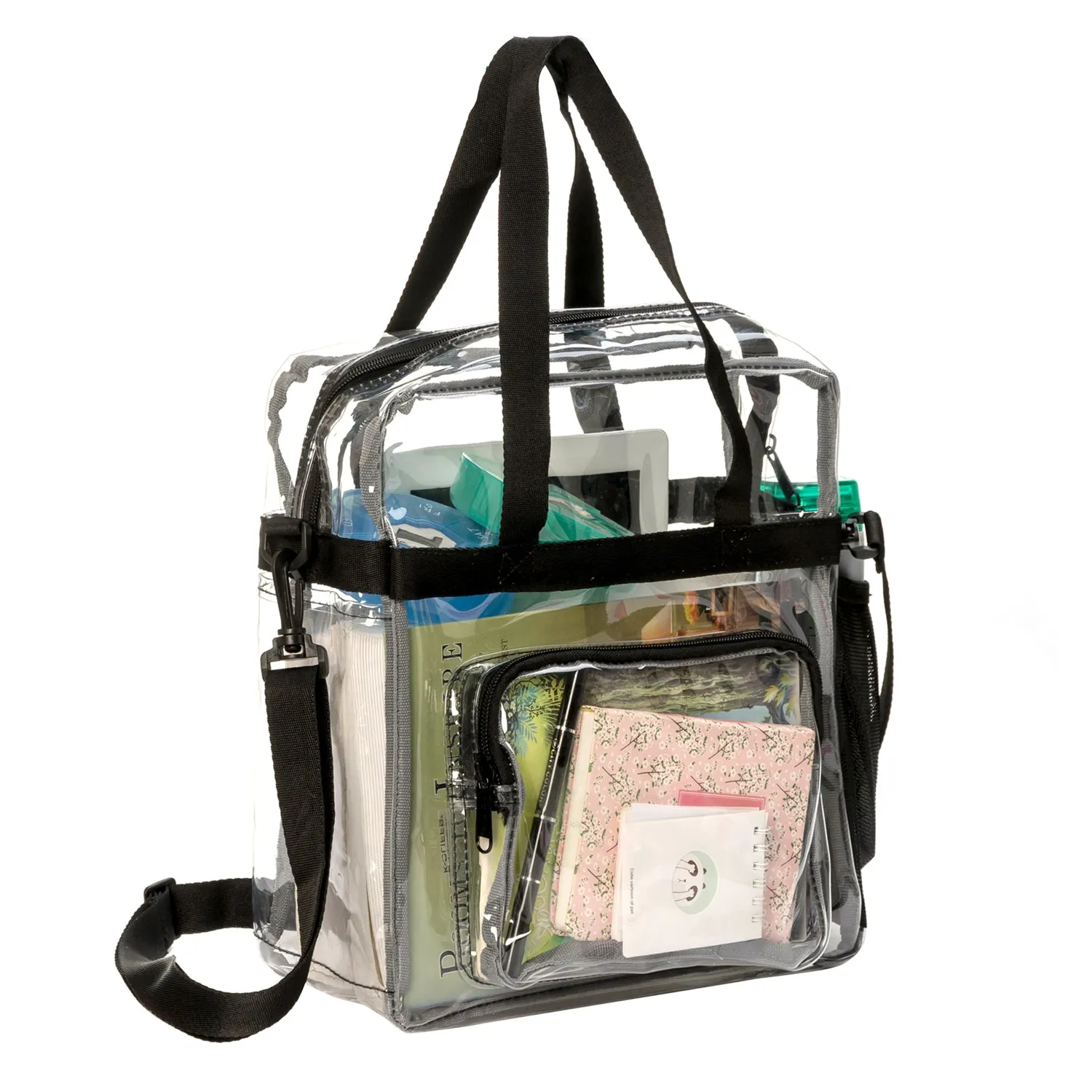 Wholesale Case Lot: 20 pcs Heavy Duty STADIUM Clear Tote Quality See Through Messenger Work Bag Durable Transparent PVC Lunch Bag ||| 20 PACKS | $11.99 PER PACK