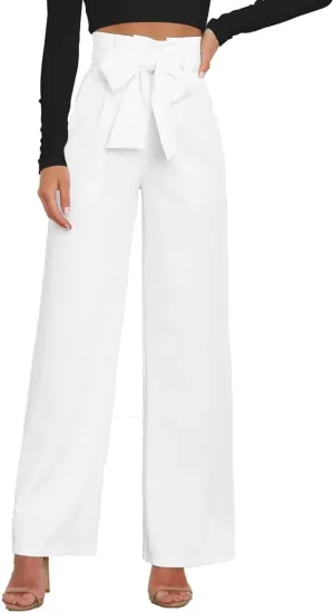 Wide Leg Dress Pants Womens Paperbag High Waisted Belted Business Casual Work Pants
