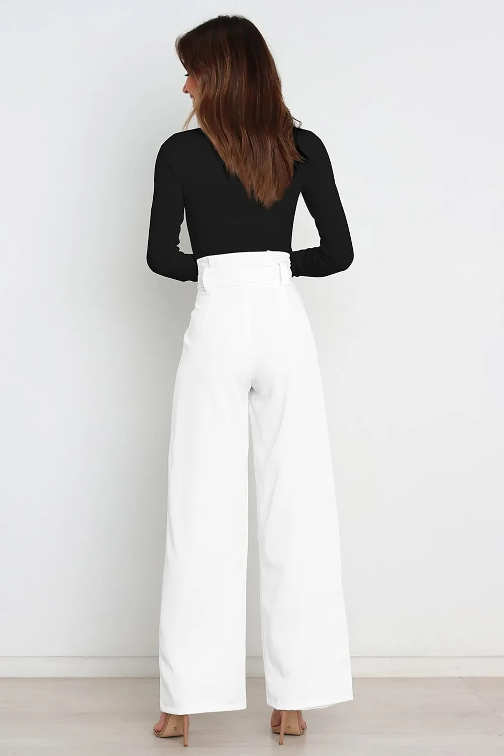Wide Leg Dress Pants Womens Paperbag High Waisted Belted Business Casual Work Pants