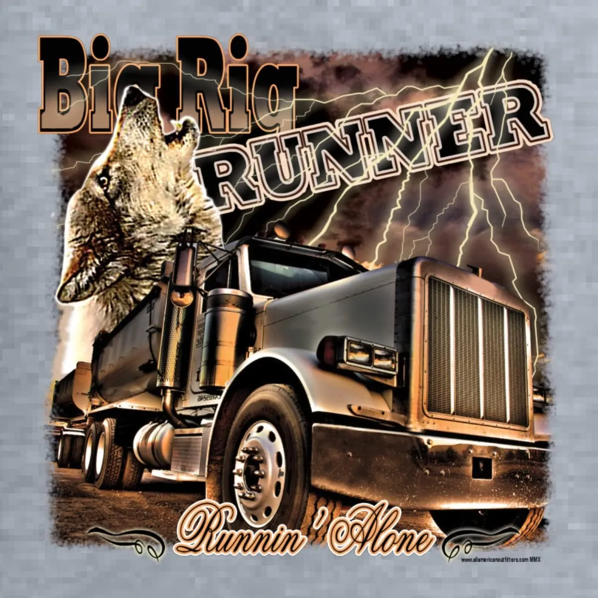 Wild Bobby Big Rig Runner Trailer Truck Runnin Alone Cars and Trucks Womens Slim Fit Junior Tee