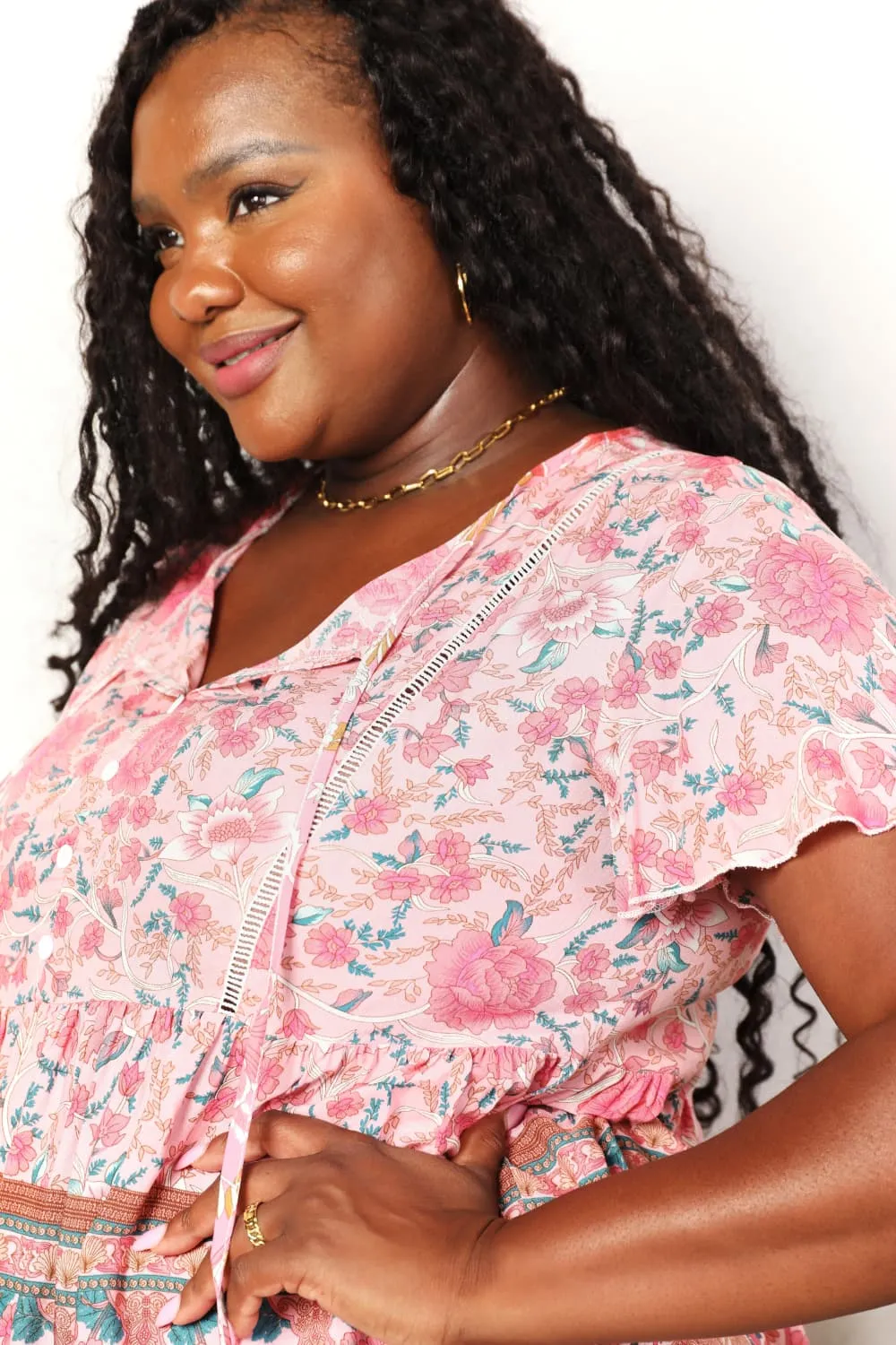 Winnie Bohemian Tie-Neck Peplum Blouse