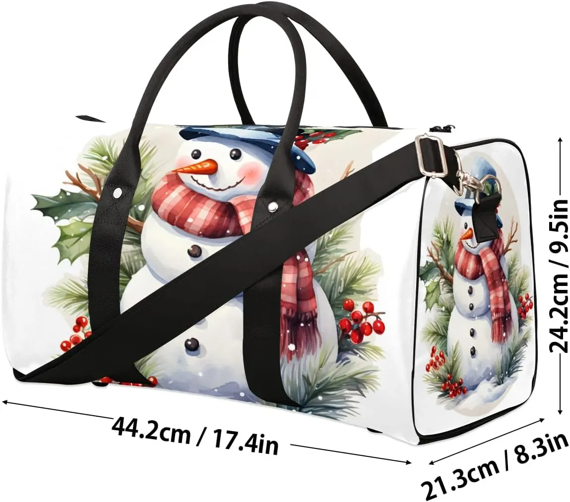 Winter Christmas Snowman Travel Duffel Bag for Women Men Waterproof Foldable Overnight Weekender Bag Large Capacity Sports Gym Bag