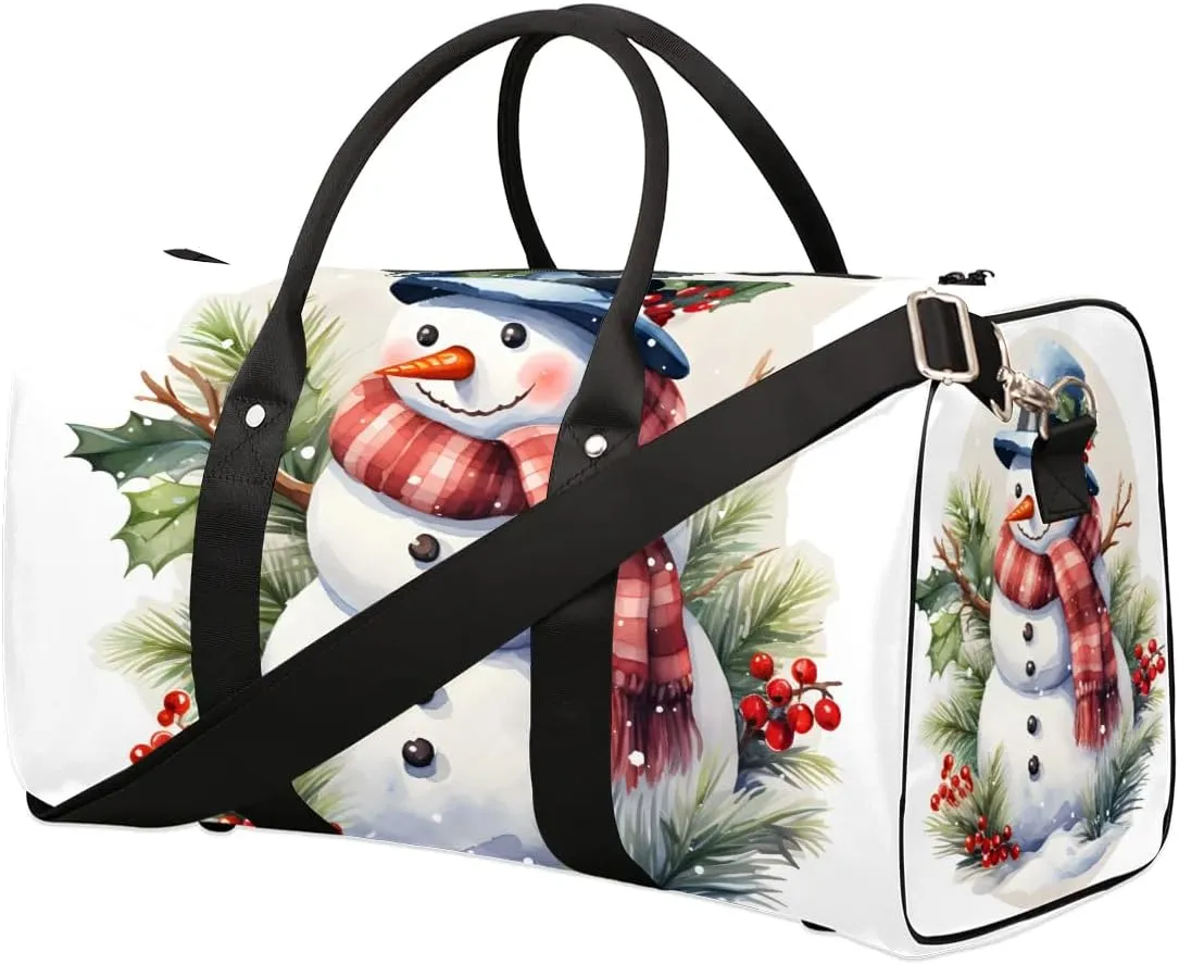 Winter Christmas Snowman Travel Duffel Bag for Women Men Waterproof Foldable Overnight Weekender Bag Large Capacity Sports Gym Bag