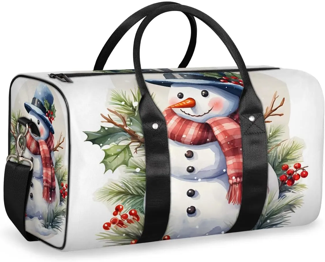 Winter Christmas Snowman Travel Duffel Bag for Women Men Waterproof Foldable Overnight Weekender Bag Large Capacity Sports Gym Bag