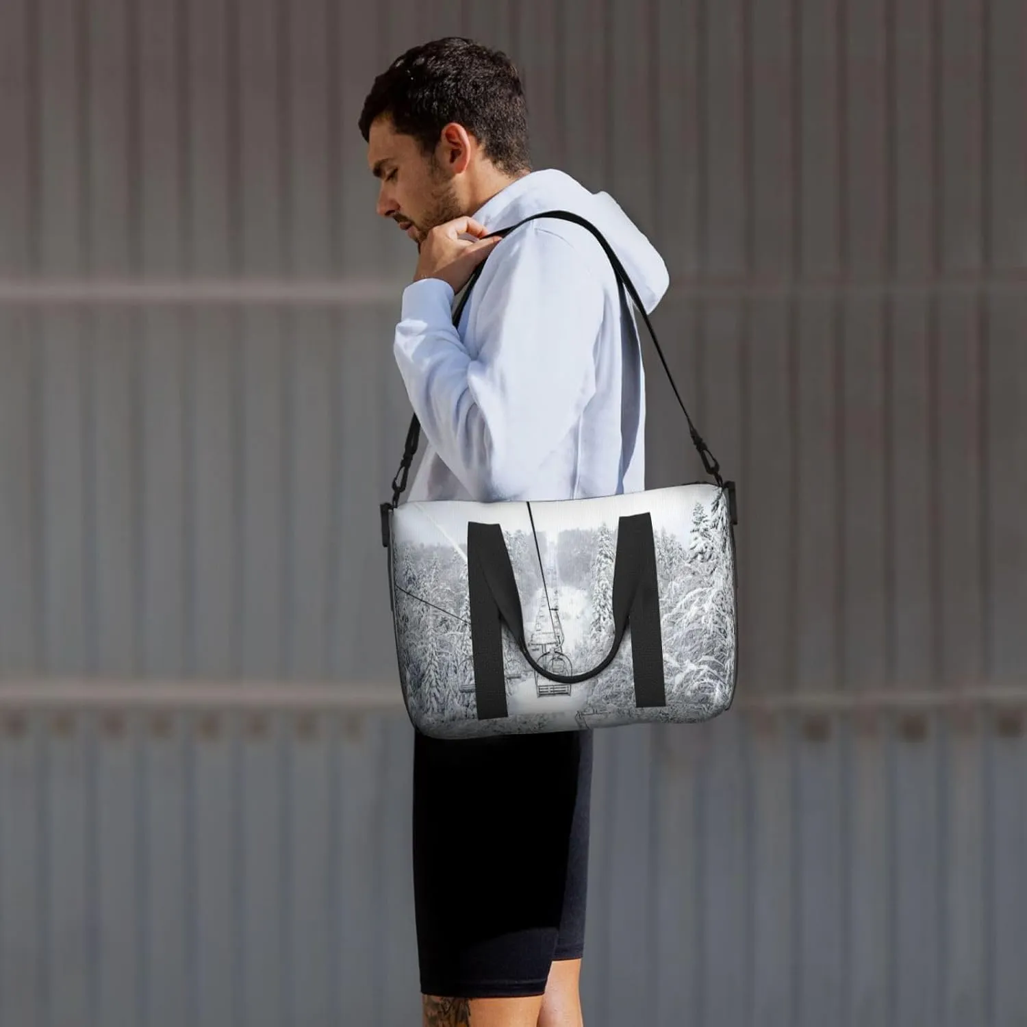 Winter Old Cable Ski Lift Hand Travel Bag For Men Women,Stylish Handheld Crossbody Travel Bag For Business Leisure Trave