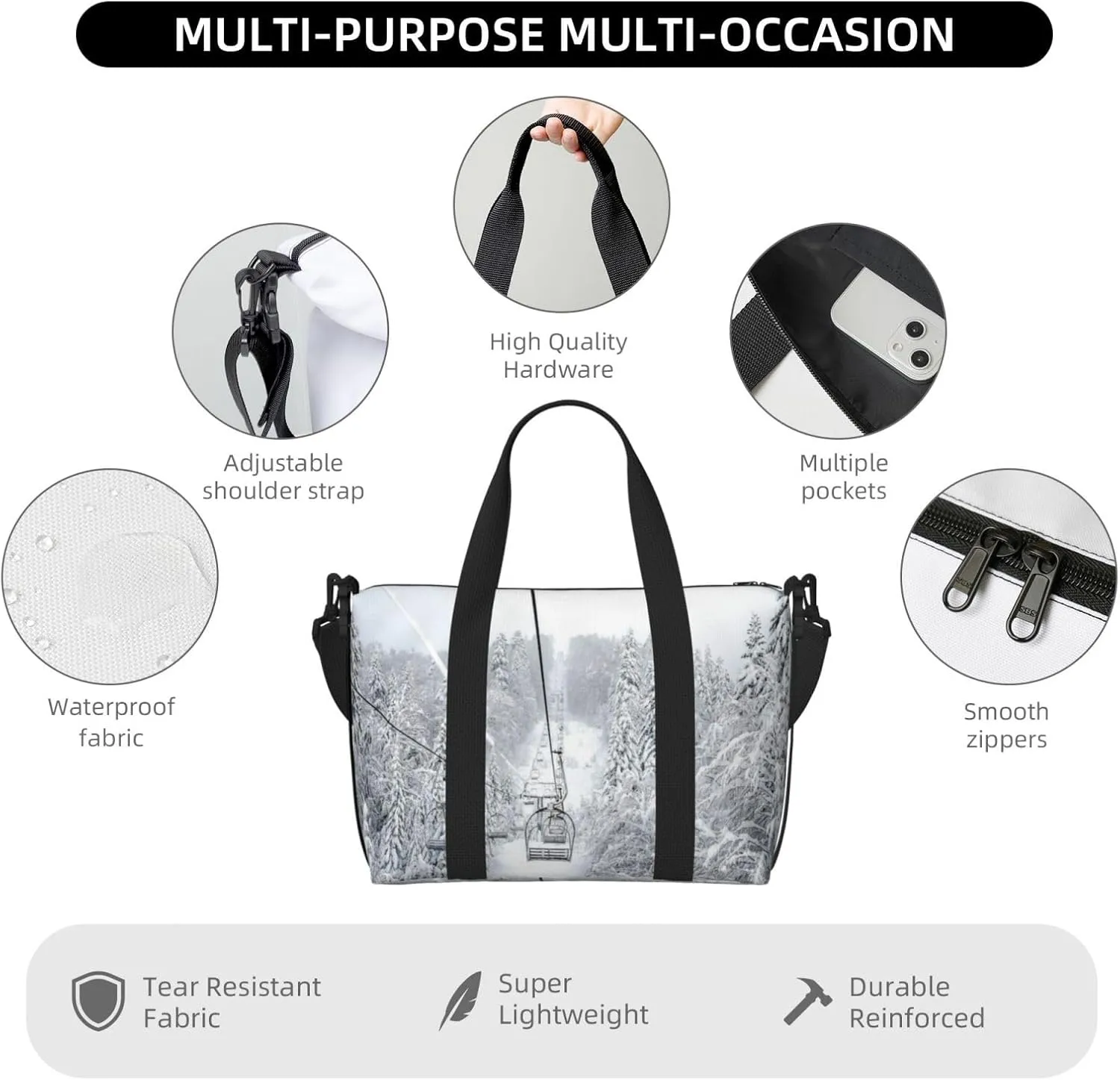 Winter Old Cable Ski Lift Hand Travel Bag For Men Women,Stylish Handheld Crossbody Travel Bag For Business Leisure Trave