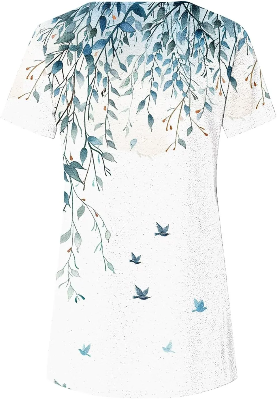 Women 2024 Short Sleeve Summer Shirts Floral Print Fitted Causal Tshirts Boho Blouses Tunics Dressy Trendy Clothes