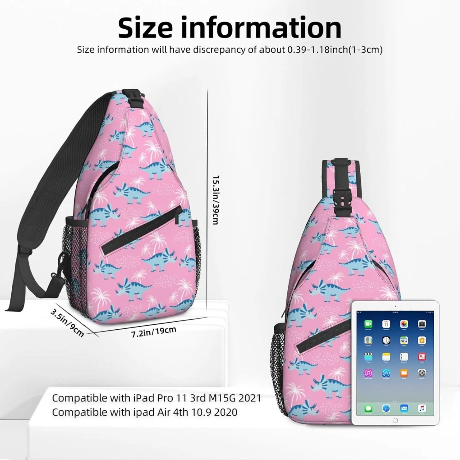Women Cartoon Blue Dinosaurs Palm Crossbody Sling Backpack for Men Chest Bag Shoulder Bag Lightweight One Strap Backpack Travel Outdoor Daypack