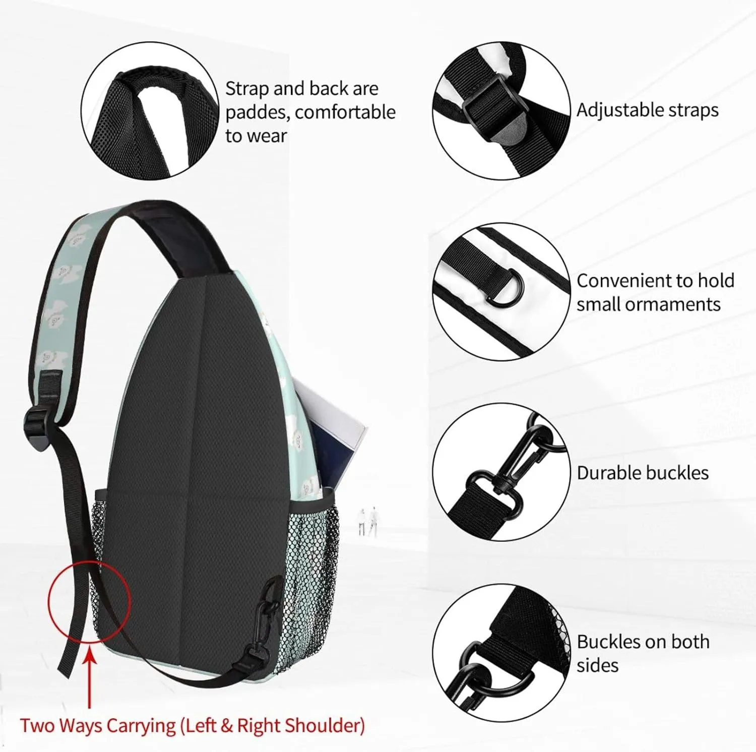 Women Cartoon Little Llamas Cute Crossbody Sling Backpack for Men Chest Bag Shoulder Bag Lightweight One Strap Backpack Travel Outdoor Daypack
