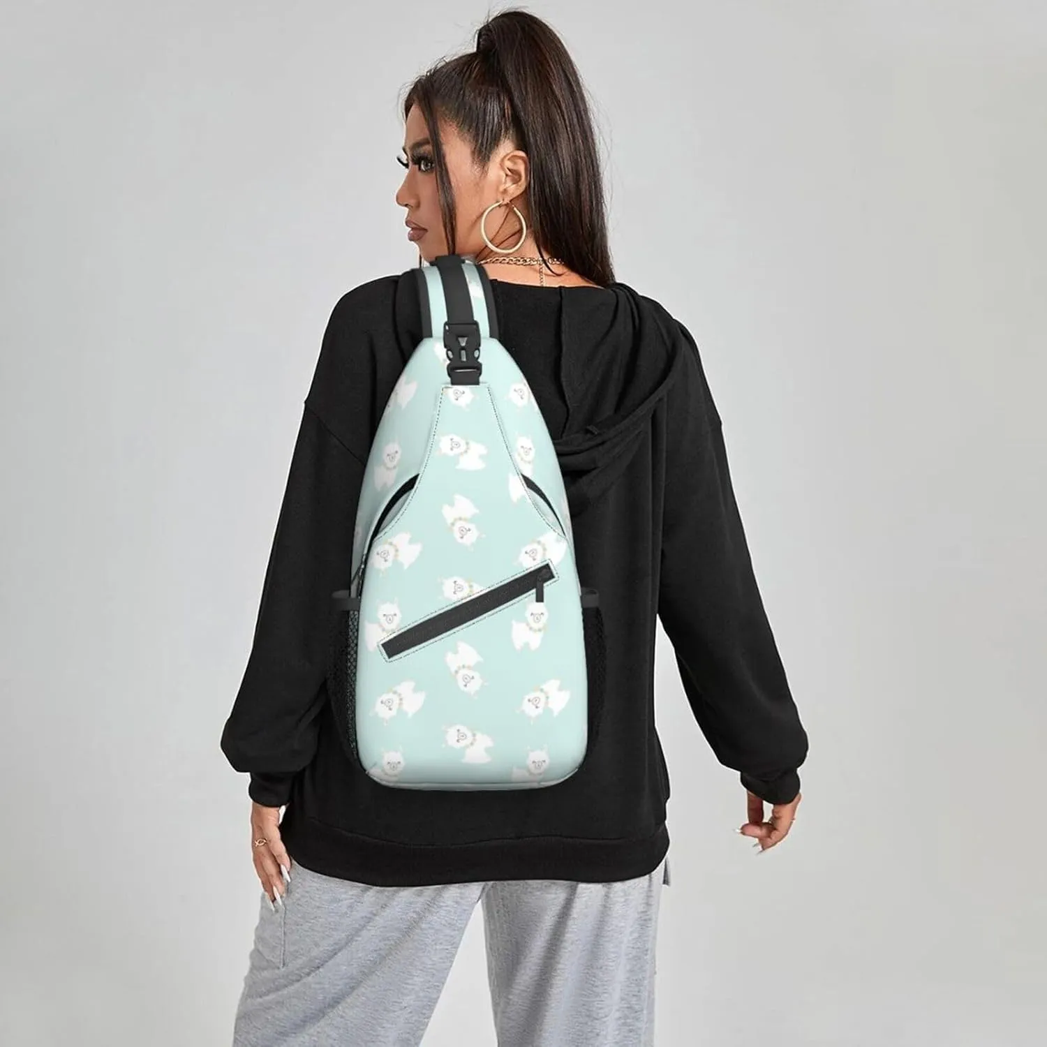 Women Cartoon Little Llamas Cute Crossbody Sling Backpack for Men Chest Bag Shoulder Bag Lightweight One Strap Backpack Travel Outdoor Daypack