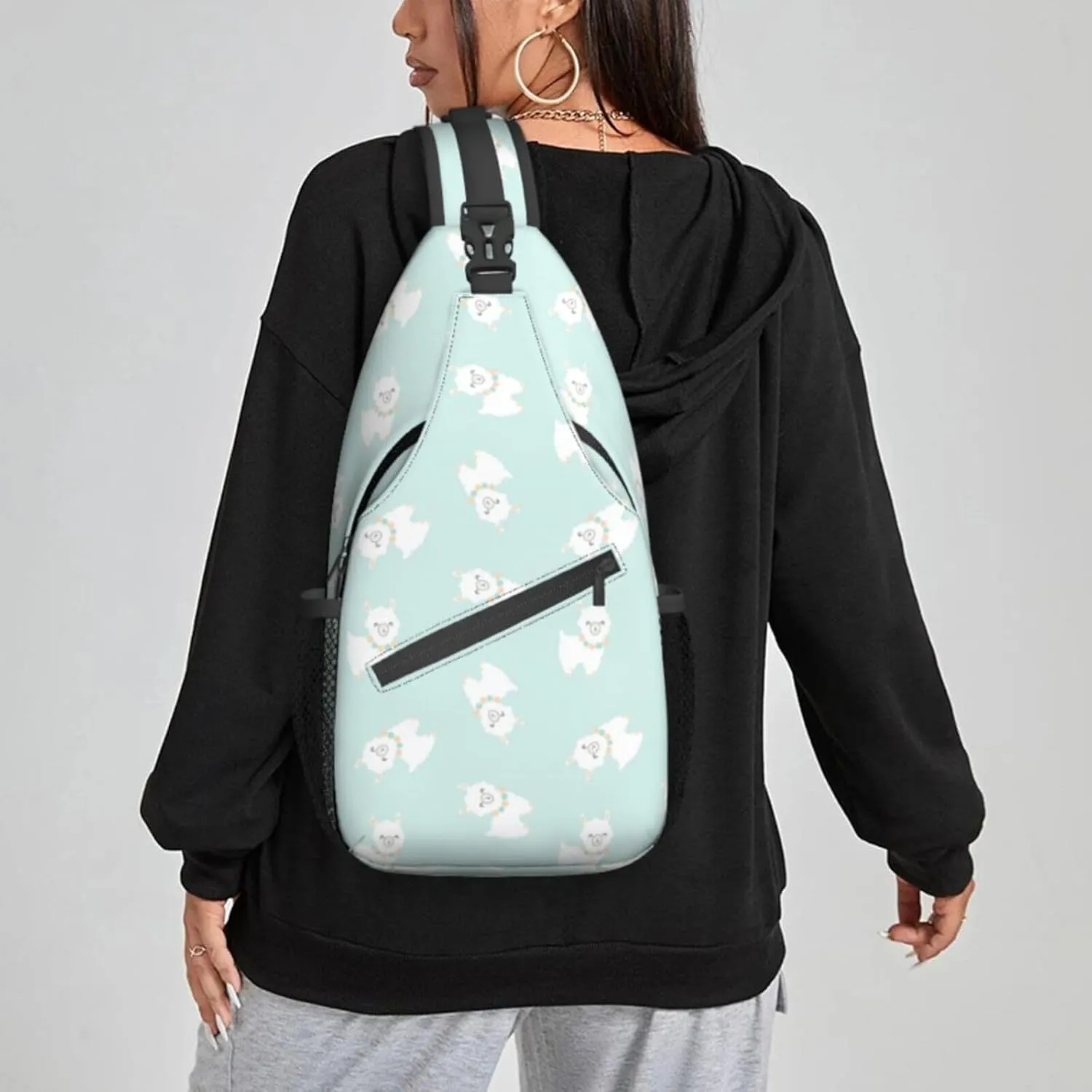 Women Cartoon Little Llamas Cute Crossbody Sling Backpack for Men Chest Bag Shoulder Bag Lightweight One Strap Backpack Travel Outdoor Daypack