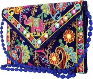 women Cotton Work and Printed Stylish Handicraft Handbag For Womens Best For Shopping Trave Work Beach Office College SStyle & Girls Beg (Pack of 1) Blue