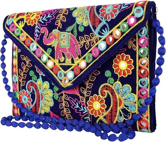 women Cotton Work and Printed Stylish Handicraft Handbag For Womens Best For Shopping Trave Work Beach Office College SStyle & Girls Beg (Pack of 1) Blue