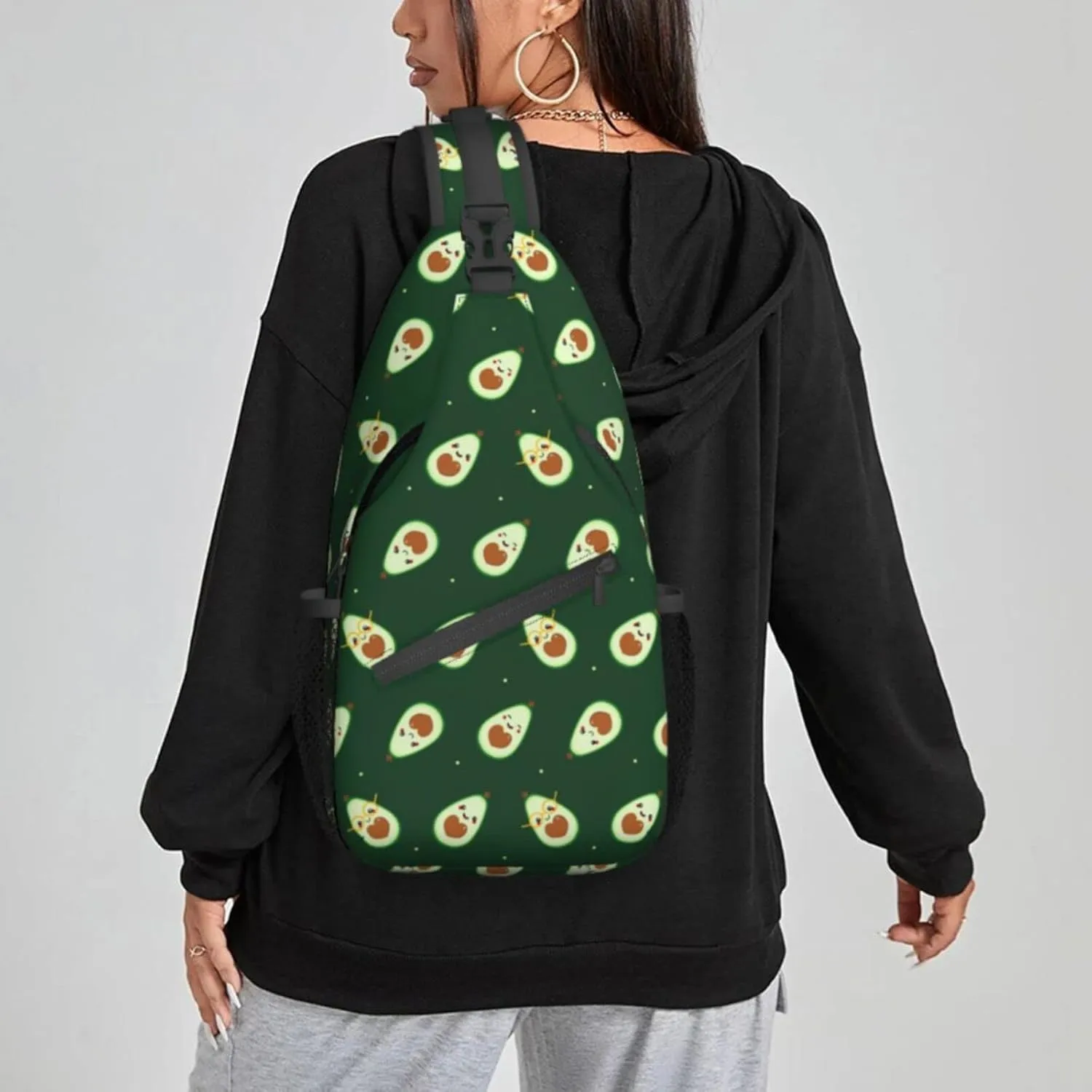 Women Cute Cartoon Funny Avocado Crossbody Sling Backpack for Men Chest Bag Shoulder Bag Lightweight One Strap Backpack Travel Outdoor Daypack