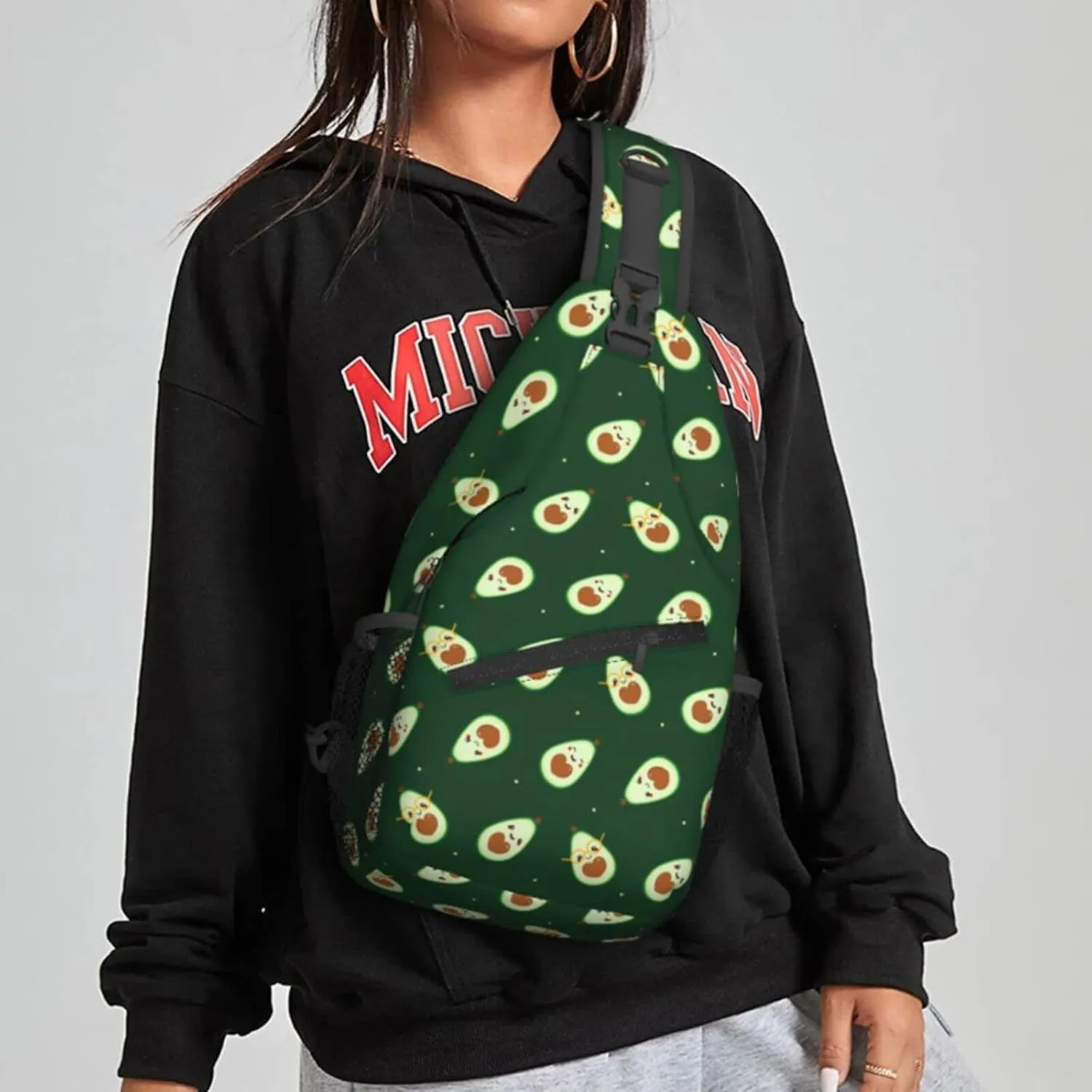 Women Cute Cartoon Funny Avocado Crossbody Sling Backpack for Men Chest Bag Shoulder Bag Lightweight One Strap Backpack Travel Outdoor Daypack