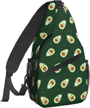 Women Cute Cartoon Funny Avocado Crossbody Sling Backpack for Men Chest Bag Shoulder Bag Lightweight One Strap Backpack Travel Outdoor Daypack