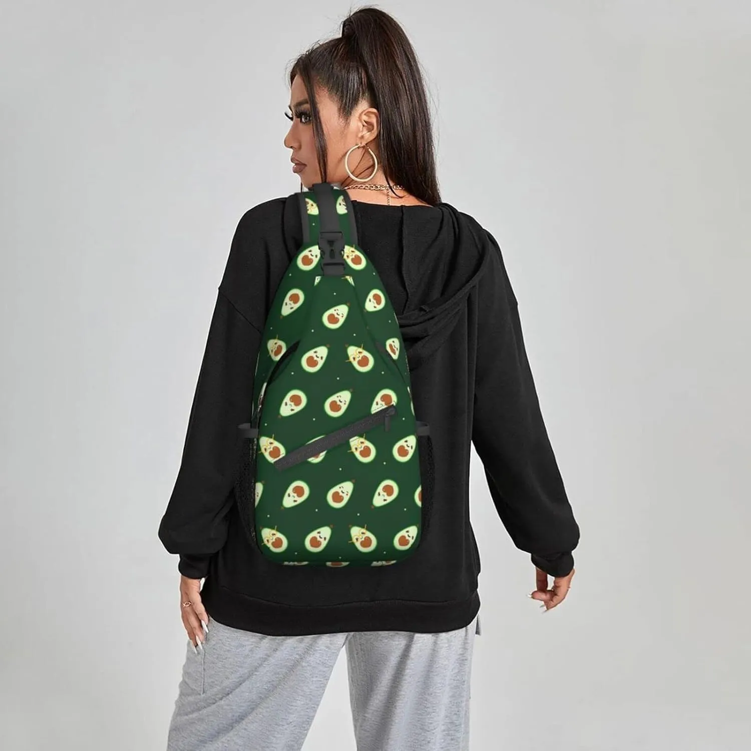 Women Cute Cartoon Funny Avocado Crossbody Sling Backpack for Men Chest Bag Shoulder Bag Lightweight One Strap Backpack Travel Outdoor Daypack
