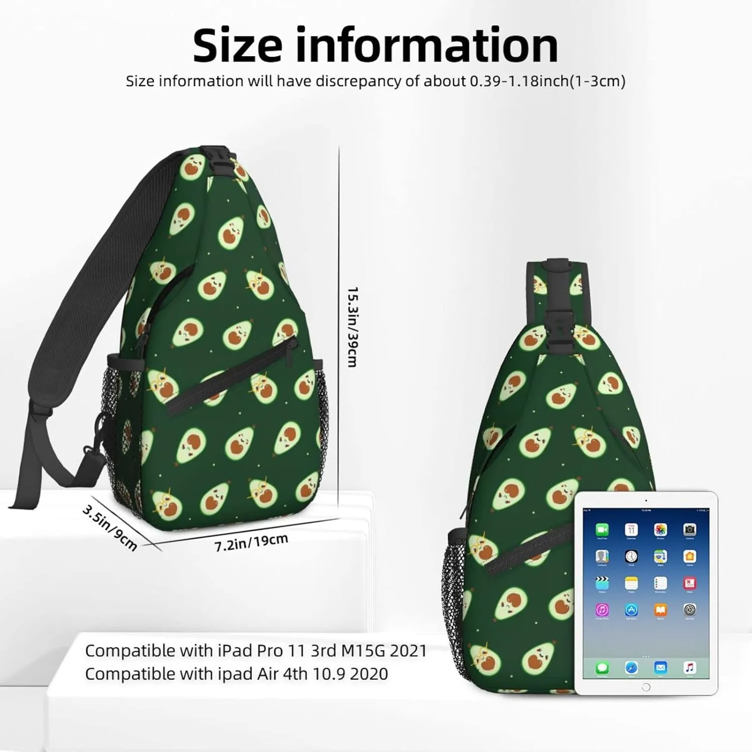 Women Cute Cartoon Funny Avocado Crossbody Sling Backpack for Men Chest Bag Shoulder Bag Lightweight One Strap Backpack Travel Outdoor Daypack