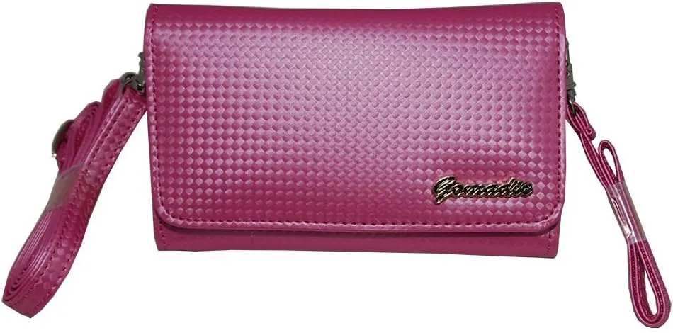 Women Designer Pink Stylish Handbag Carrying Case Purse Sized for Palm Devices with Shoulder/Hand S