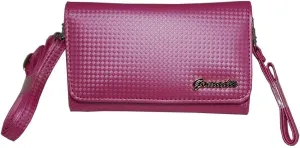Women Designer Pink Stylish Handbag Carrying Case Purse Sized for Palm Devices with Shoulder/Hand S