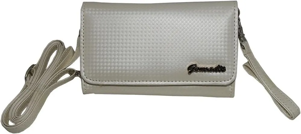 Women Designer White Stylish Handbag Carrying Case Purse Sized for Visual Land Devices with Shoulde