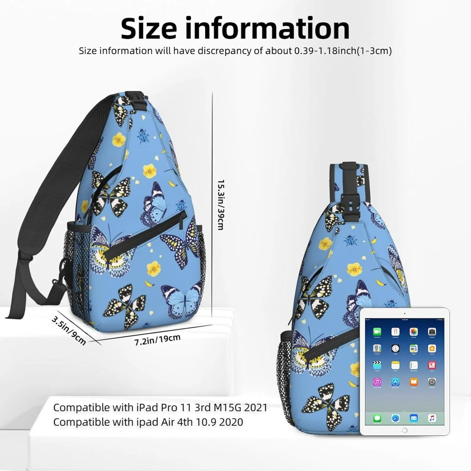 Women Flying Butterfly Lady Bug Crossbody Sling Backpack for Men Chest Bag Shoulder Bag Lightweight One Strap Backpack Travel Outdoor Daypack