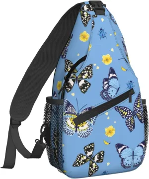 Women Flying Butterfly Lady Bug Crossbody Sling Backpack for Men Chest Bag Shoulder Bag Lightweight One Strap Backpack Travel Outdoor Daypack