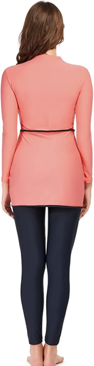 Women Full Covered Swimwear Modest Muslim Swimsuits 3 Pieces Islamic Long Sleeve Burkini with Swimming Cap