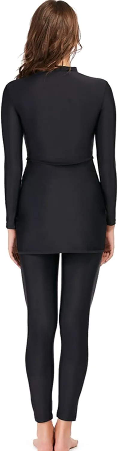 Women Full Covered Swimwear Modest Muslim Swimsuits 3 Pieces Islamic Long Sleeve Burkini with Swimming Cap