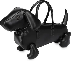 Women Fun Dog Shaped Crossbody Shoulder Bag Handbag PU Leather Unique Novelty Dog Shaped Purse