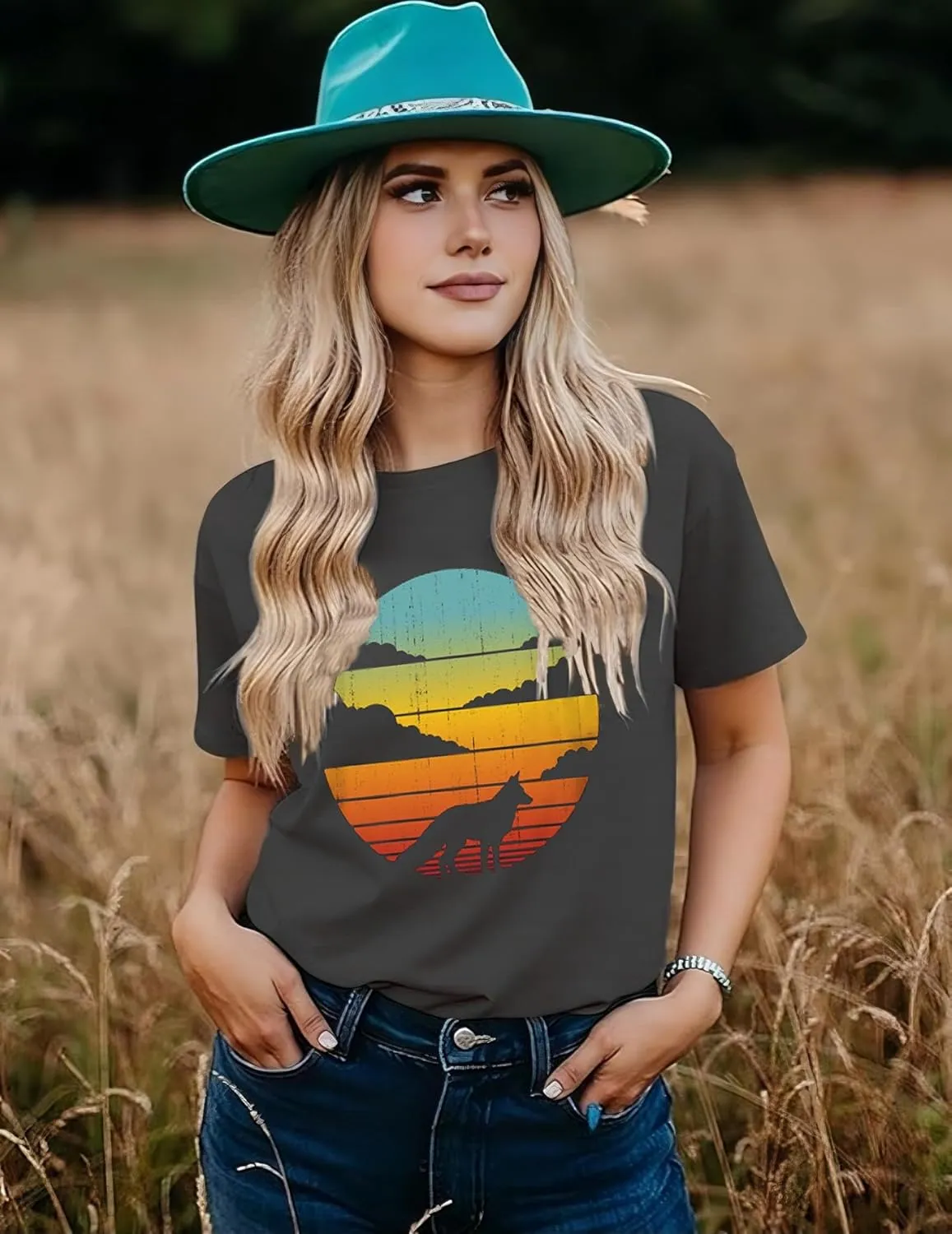 Women Hiking Mountain Shirt Nature Sunrise Graphic Printed Hiking T Shirt Summer Short Sleeve Workout Tee top