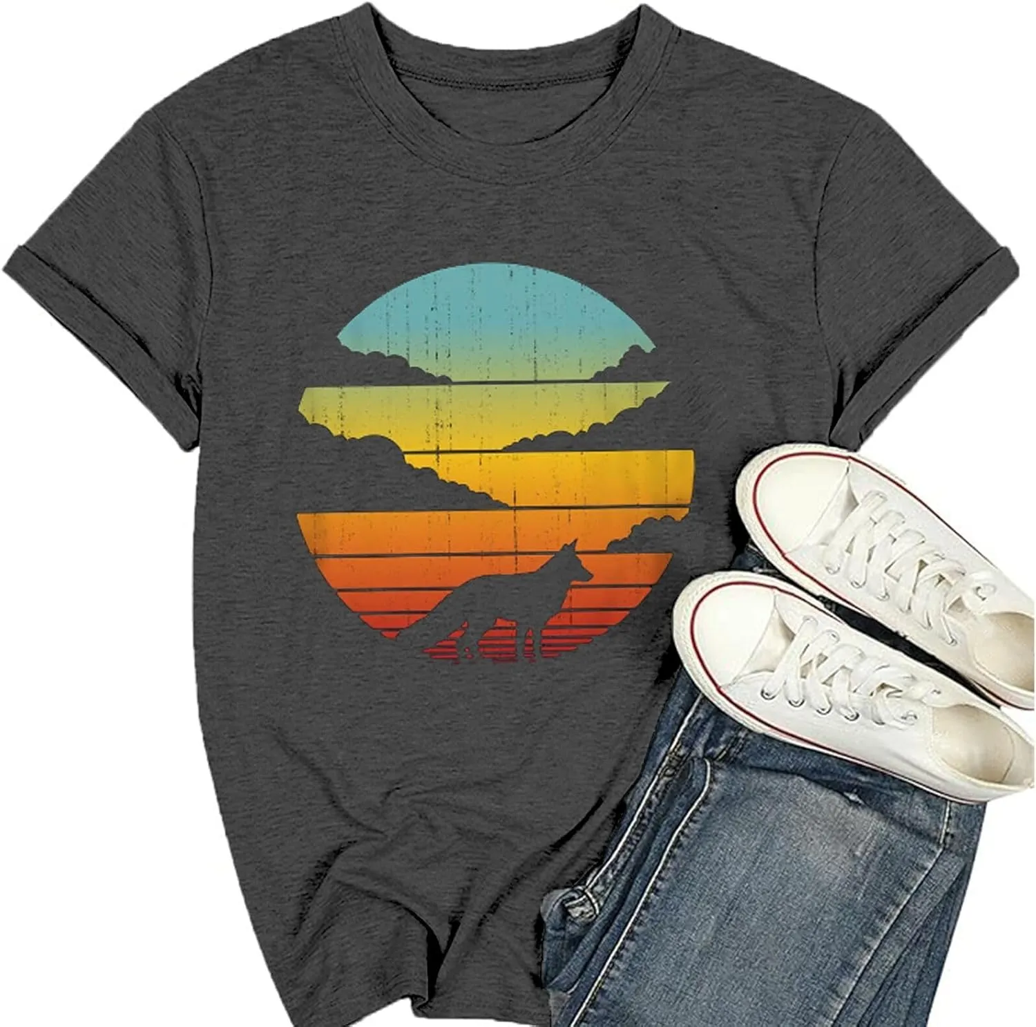 Women Hiking Mountain Shirt Nature Sunrise Graphic Printed Hiking T Shirt Summer Short Sleeve Workout Tee top