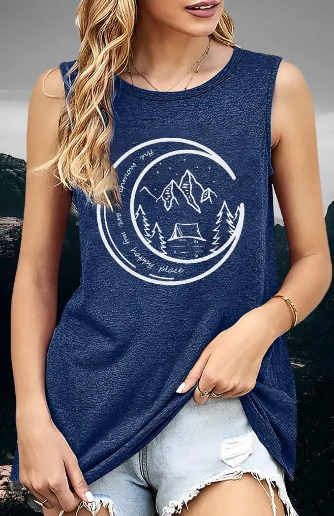 Women Hiking Mountain Shirt Nature Sunrise Graphic Printed Hiking T Shirt Summer Short Sleeve Workout Tee top