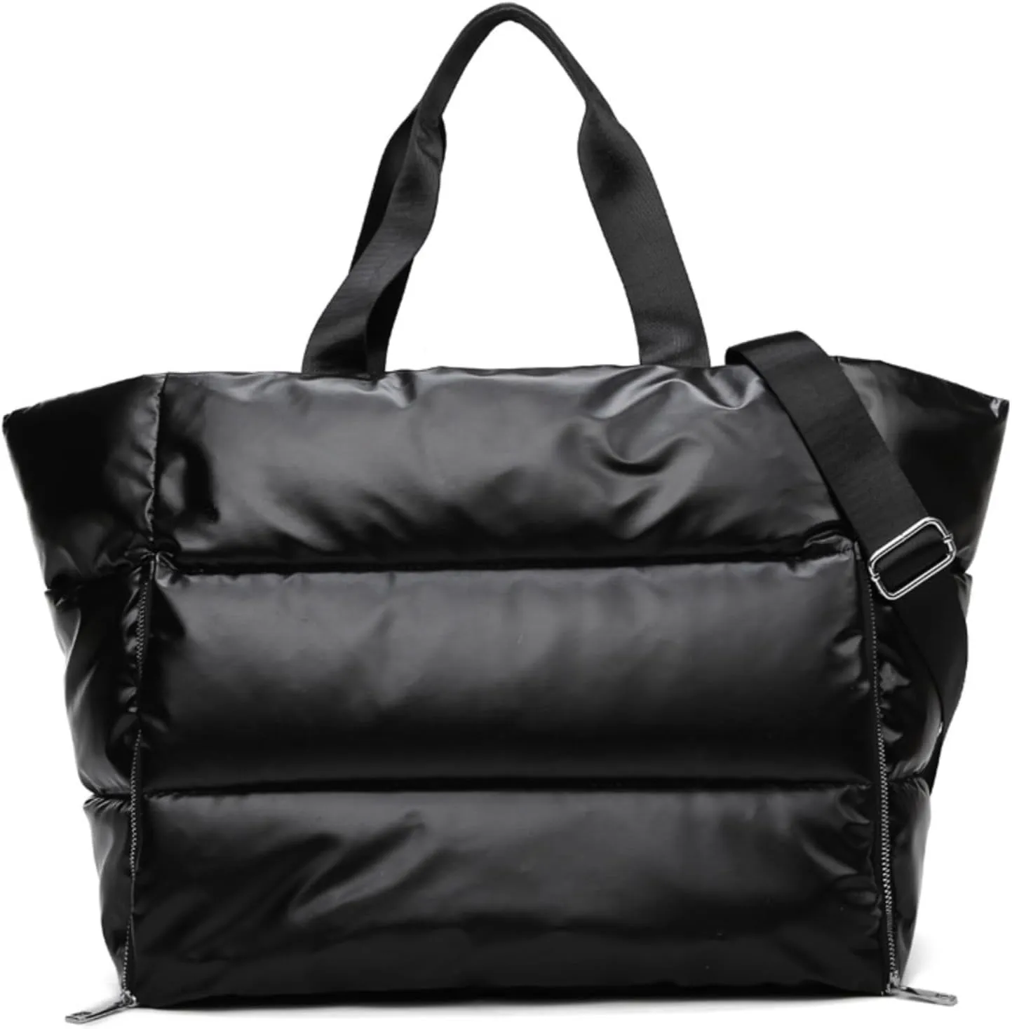 Women Large Quilted Puffer Tote Bag, Sports Gym Bag with Wet Pocket Travel Duffel Bag Large Capacity Weekender Bag for Yoga