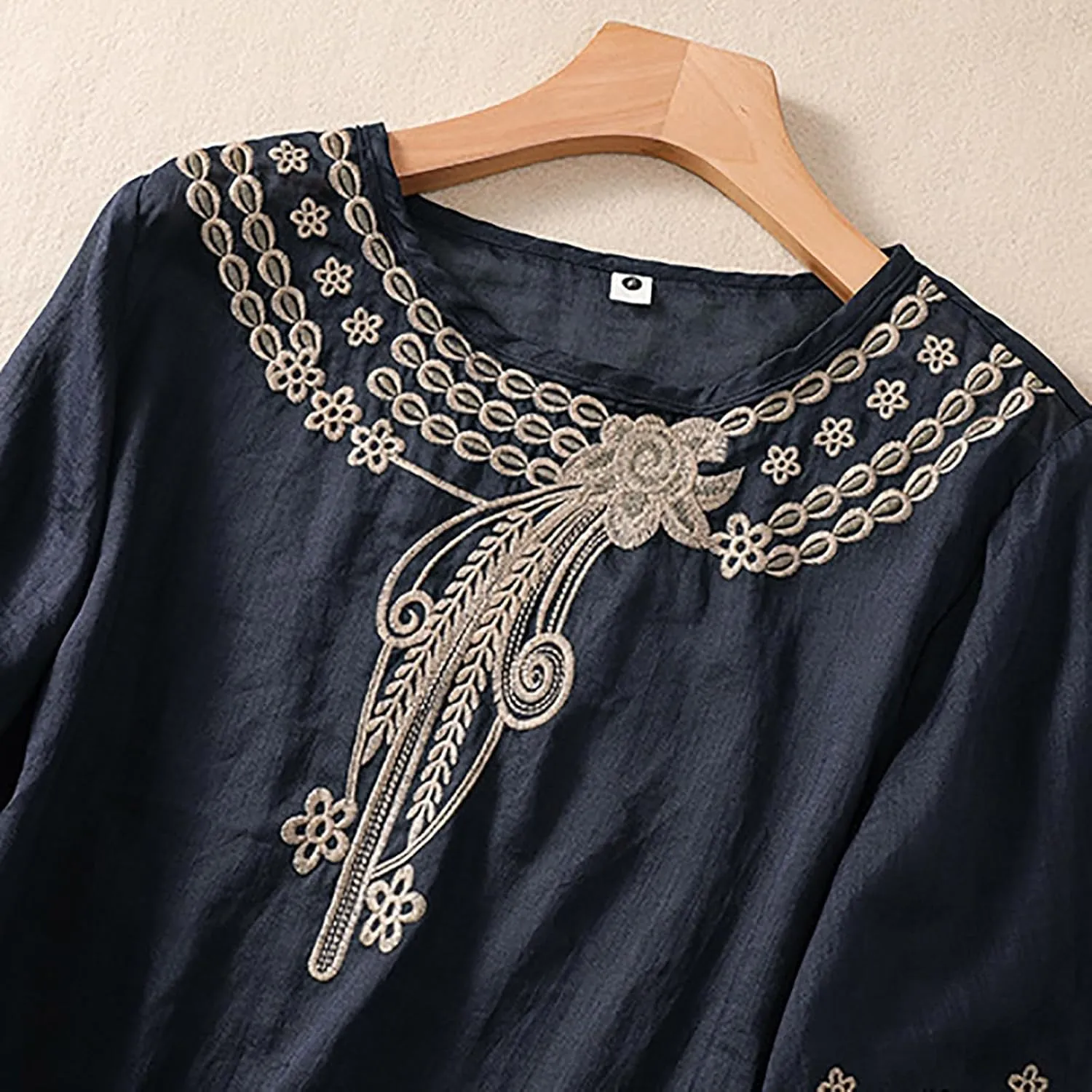Women Mexican Embroidered Tops Cotton Linen Boho Shirts Guaze Peasant Summer Blouses Trendy Bohemian Clothes