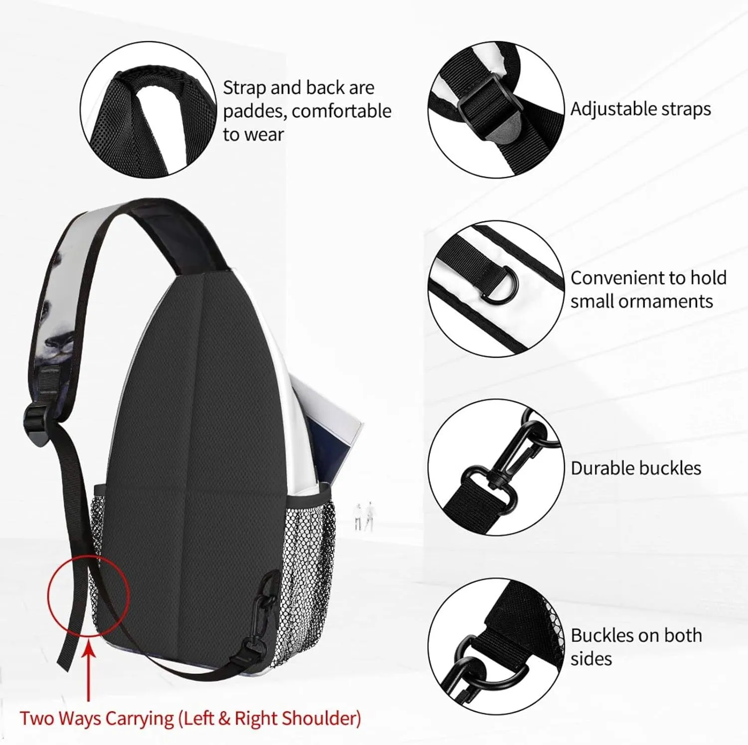 Women Panda Bear Cute Watercolor Crossbody Sling Backpack for Men Chest Bag Shoulder Bag Lightweight One Strap Backpack Travel Outdoor Daypack