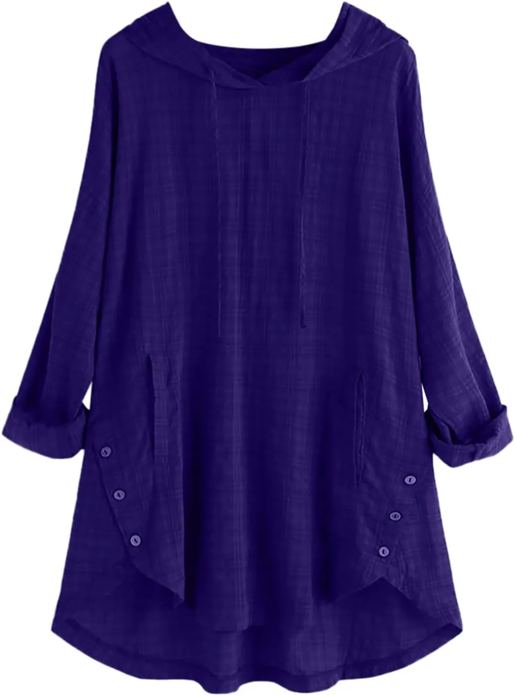 Women Plus Size Hooded Dress Tops Cotton Linen Long Sleeve Shirts Blouse Fall Fashion Flowy Tunic Hide Belly Shirts