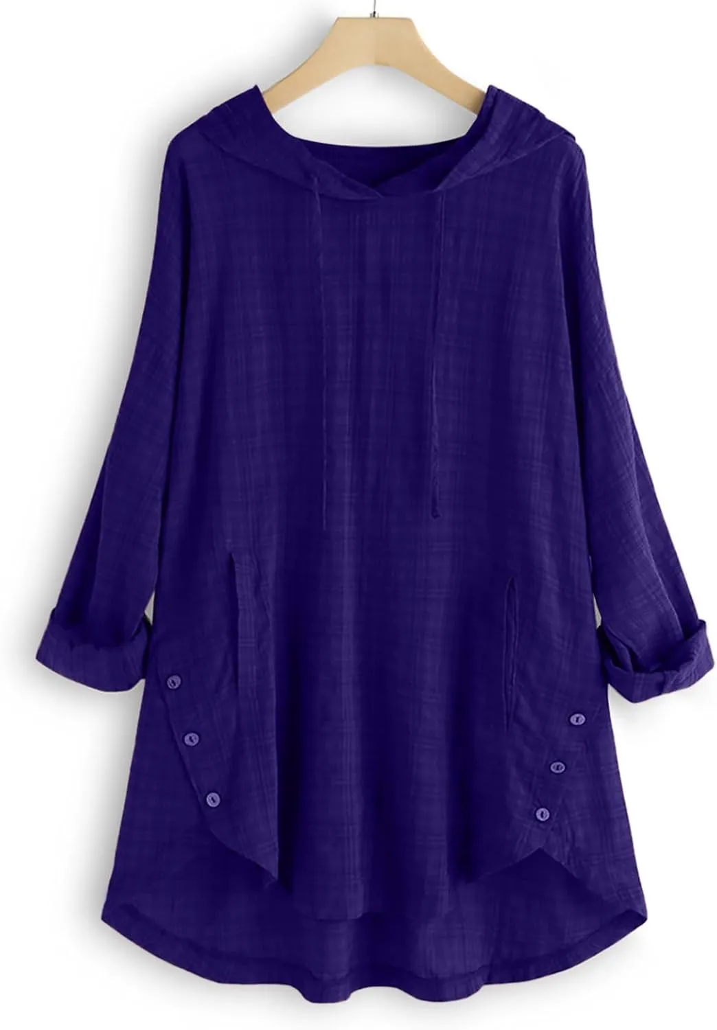 Women Plus Size Hooded Dress Tops Cotton Linen Long Sleeve Shirts Blouse Fall Fashion Flowy Tunic Hide Belly Shirts
