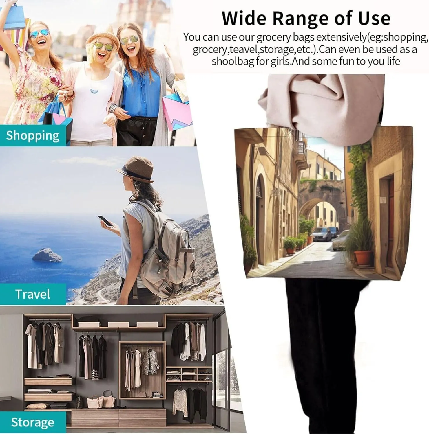 Women Printed Cross Body Bag Many Foxes Casual Handbag Shopping Bag