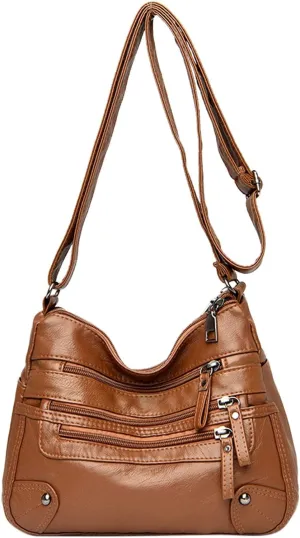 Women Soft Leather Shoulder Bags Layer Classic Crossbody Bag Luxury Designer Handbag And Purse Shoulder Bags (One Size)