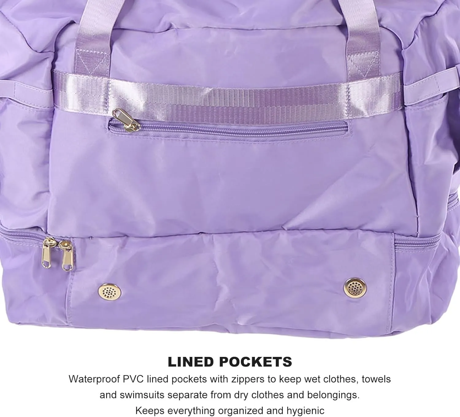 Women Sports Gym Bag Multiple Pockets Large Capacity Workout Travel Bag with USB Charging Port for Fitness Yoga (Lavender Violet)