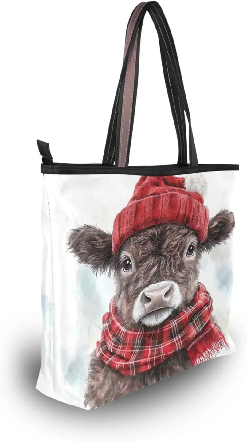 Women Tote Bags Winter Christmas Ox Cow Top Handle Satchel Handbags Shoulder Bag for Shopping L 20858801