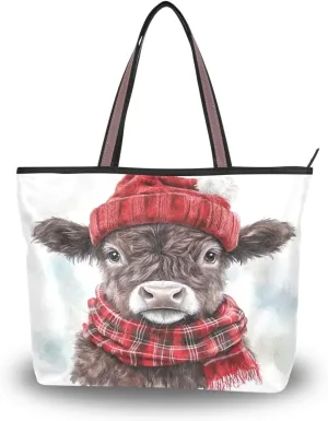 Women Tote Bags Winter Christmas Ox Cow Top Handle Satchel Handbags Shoulder Bag for Shopping L 20858801