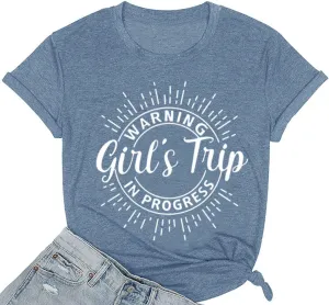 Women Vacation Tank Tops Summer Warning Girls Trip in Progress Shirts Letter Printed Graphic Sleeveless Tee