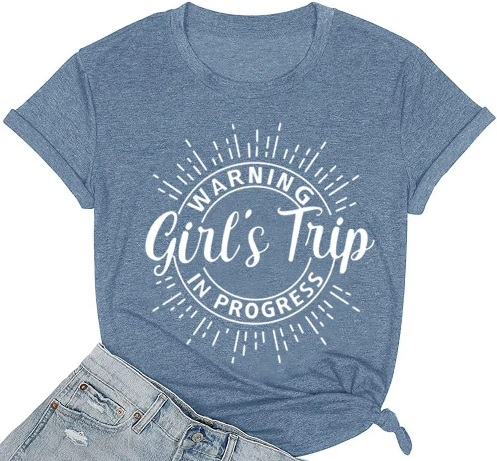 Women Vacation Tank Tops Summer Warning Girls Trip in Progress Shirts Letter Printed Graphic Sleeveless Tee